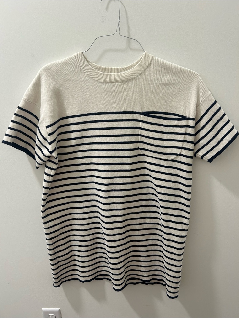 Tuckernuck Frenchie Navy Stripe Cotton Knit Sweater Mini Dress S